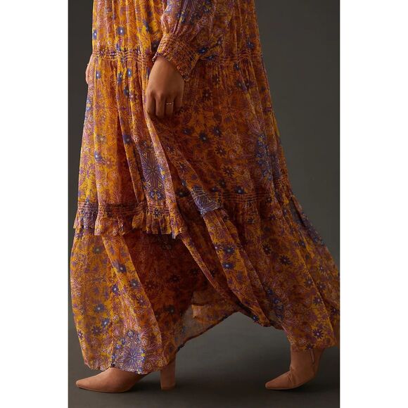 Anthropologie The Marais Printed Chiffon Maxi Dress - Picture 11 of 14